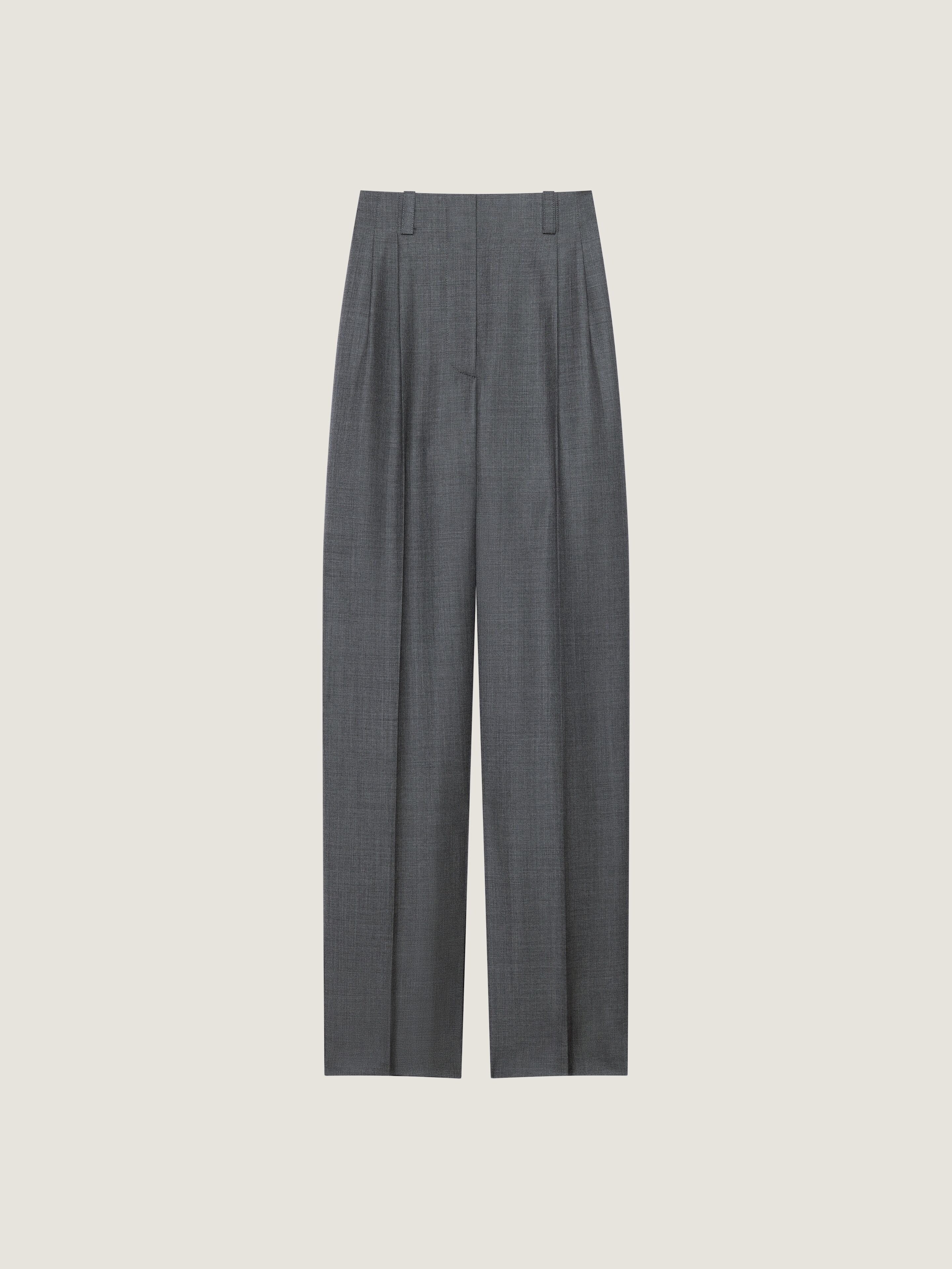 Double pleat pants in wool
